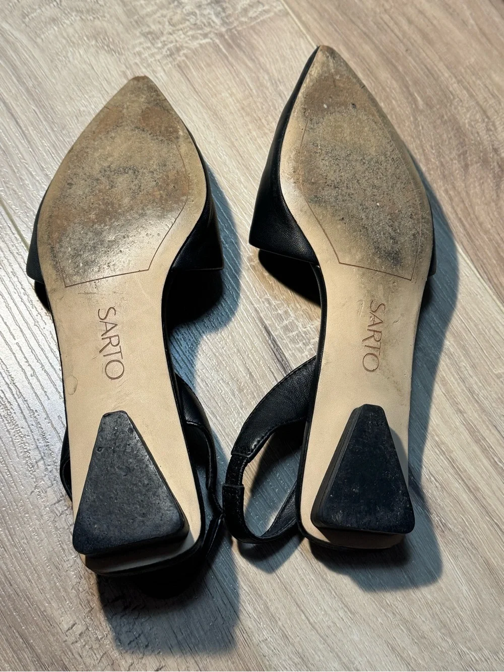 SARTO By Franco Sarto Black Pointed Slingback Flats